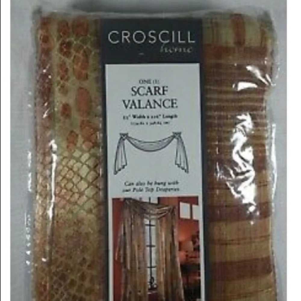 NWOT Croscill Malta Scarf Valance Browntones